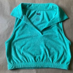 Blue collared crop too